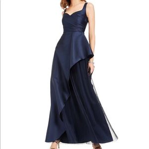 Mikado Asymmetrical-Pleated Gown